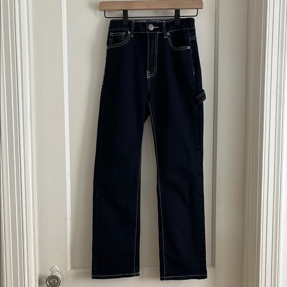 VIP Denim - VIP Jeans Contrast Stitch Straight Leg Black Carpenter Denim with Hammer Loop